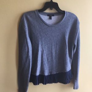 JCrew flirty sweatshirt with chiffon pleats